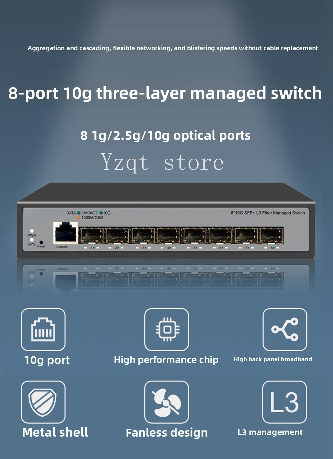 Sfp+ 10G Managed Switch 8 Port - Conmutador Ethernet de 8 puertos y